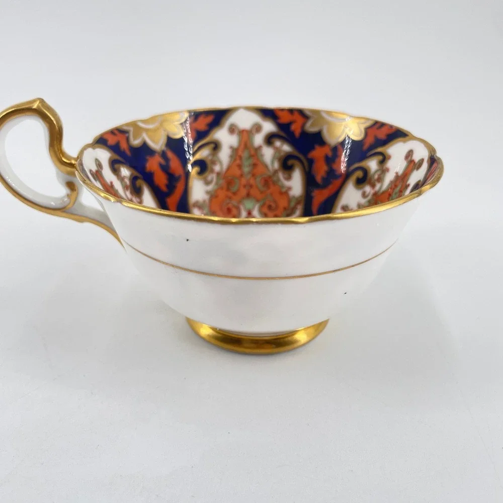 Aynsley Imari Teacup Saucer Set Blue Orange Gold Gilt 6879 Bone China England